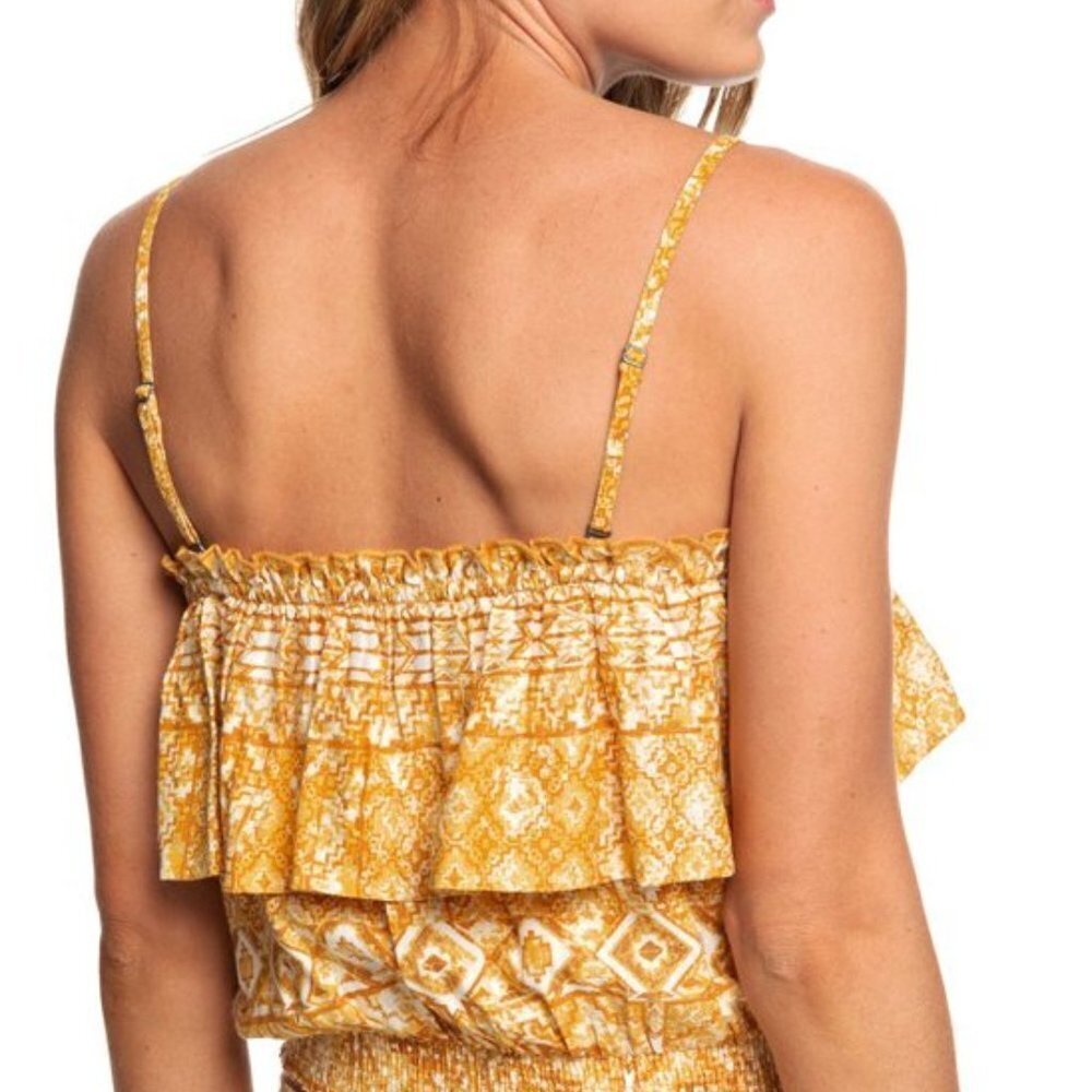 ROXY Ruffle Collier Tube Top in Inca Gold Desert - Picture 4 of 7